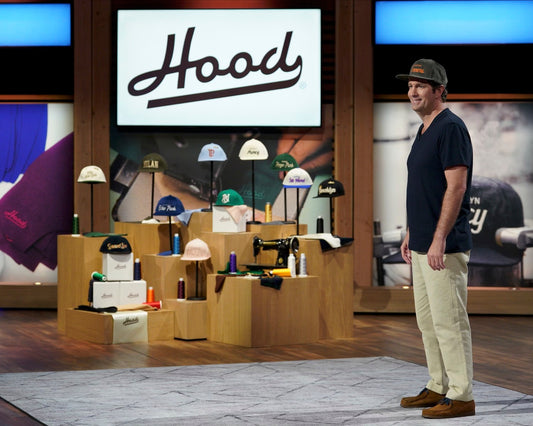 Shark Tank on ABC featuring HOOD founder... College Bar hats at CollegeBarBook.com