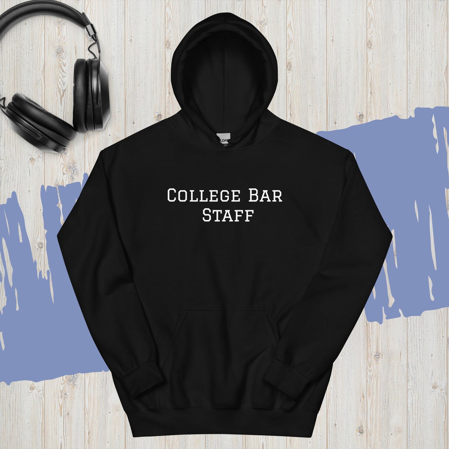 Unisex Black College-Casual Graphic Hoodie