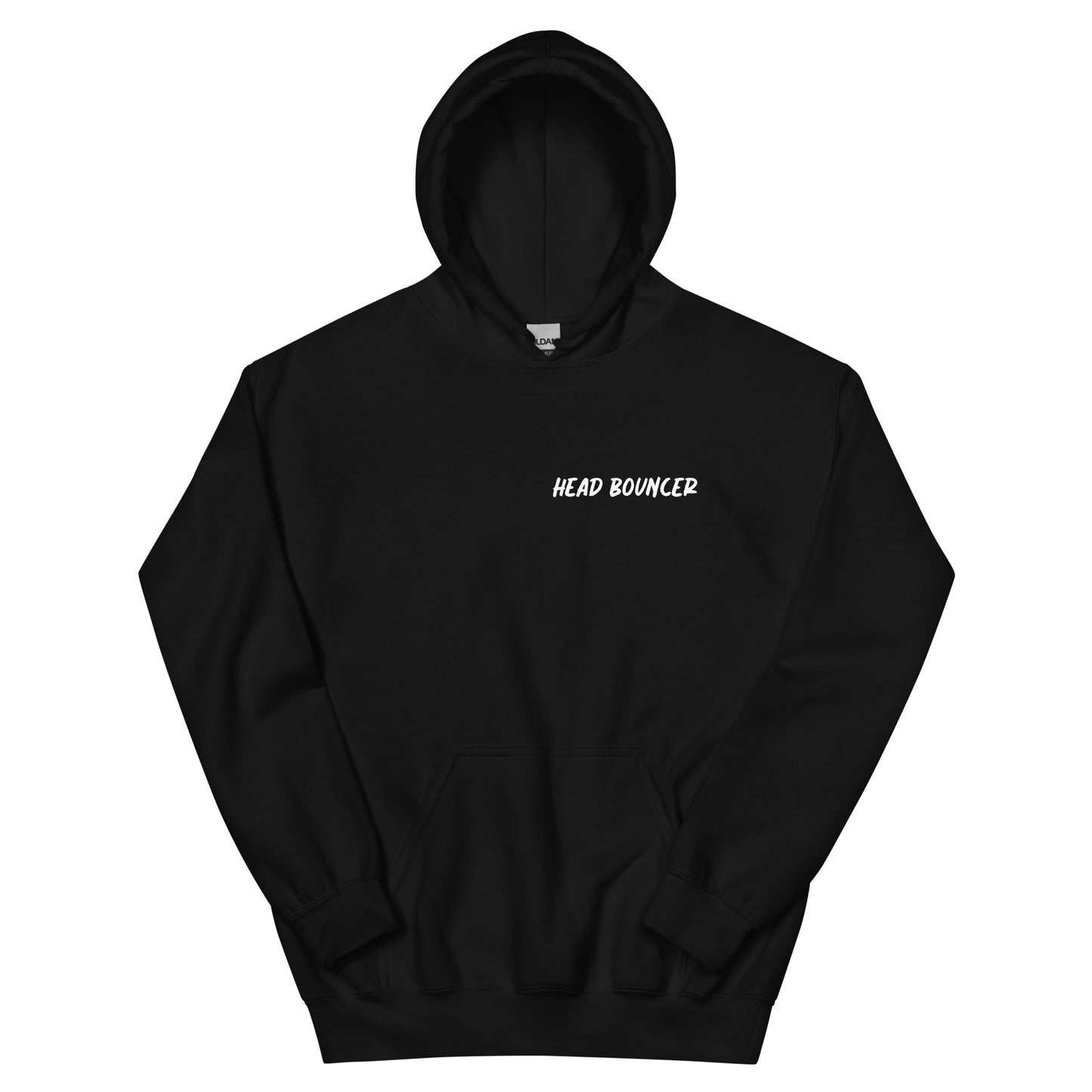 Black sweatshirt hoodie that says 'Head Bouncer'