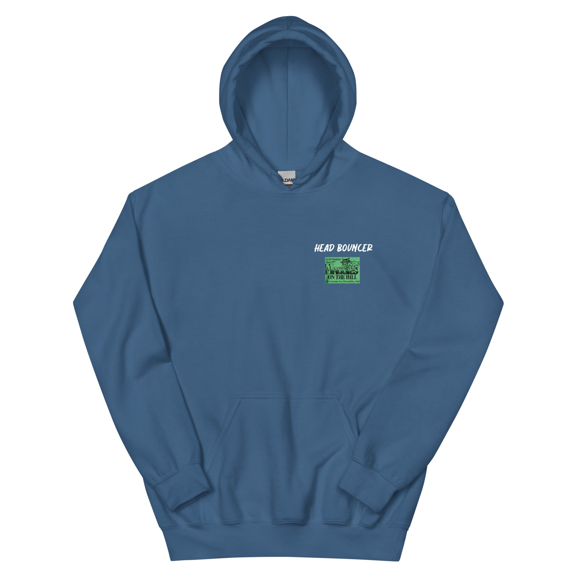 Best men's indigo blue sweatshirt graphic hoodie with warm pouch