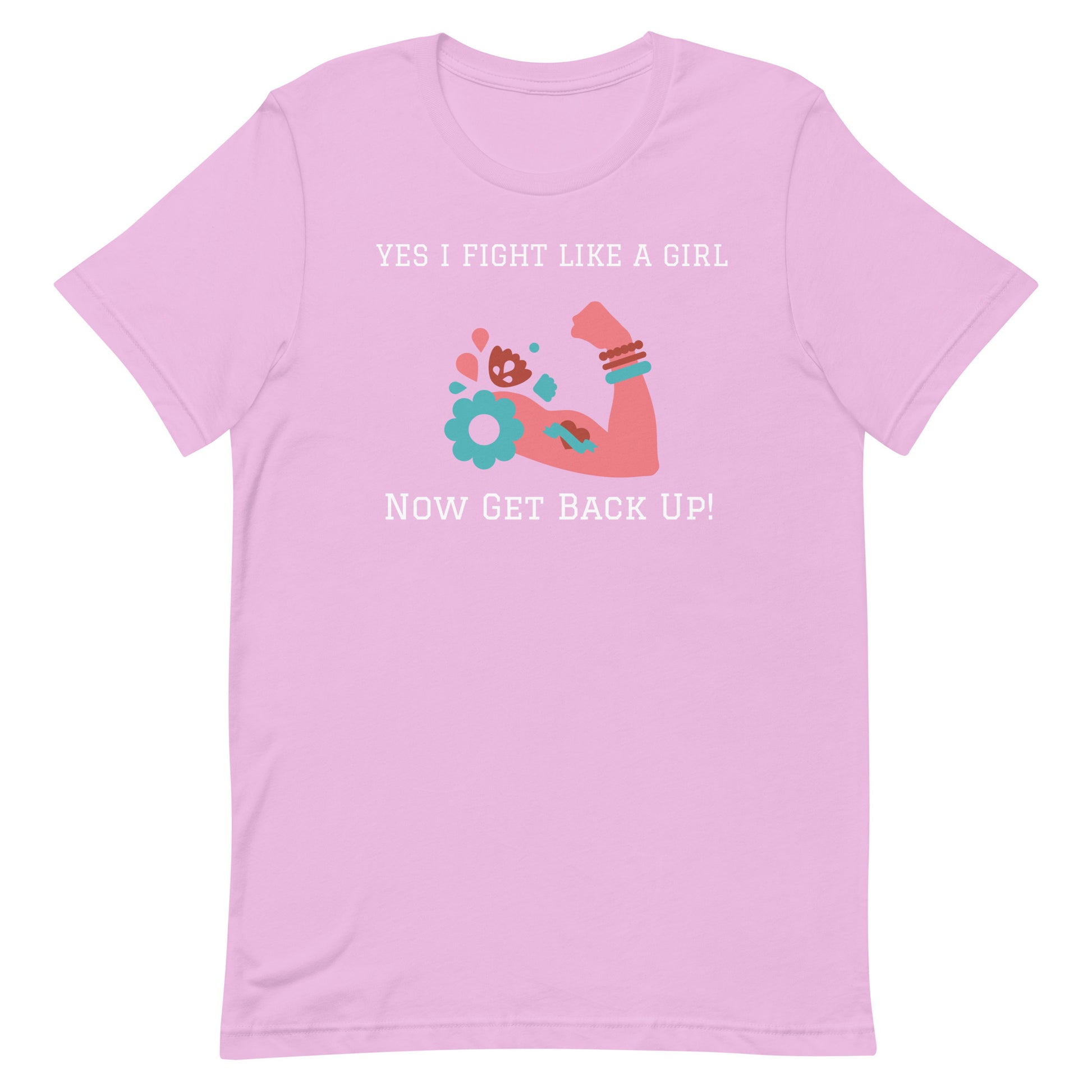 Girl power graphic lilac colored short sleeve tee shirt
