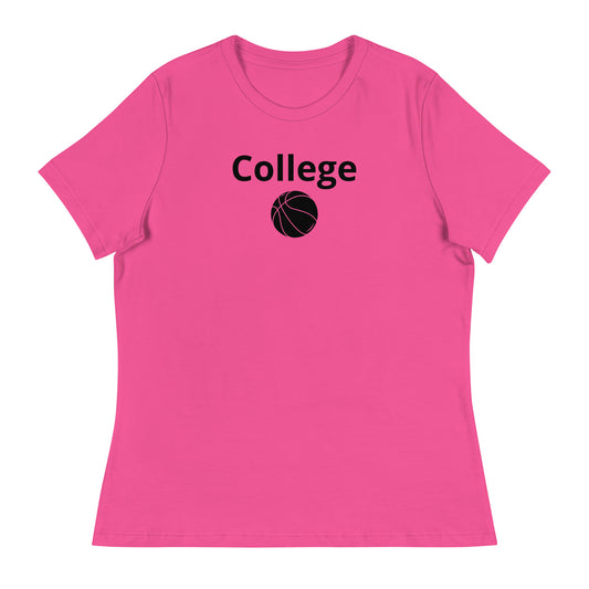 Women's college basketball graphic tee shirt in berry