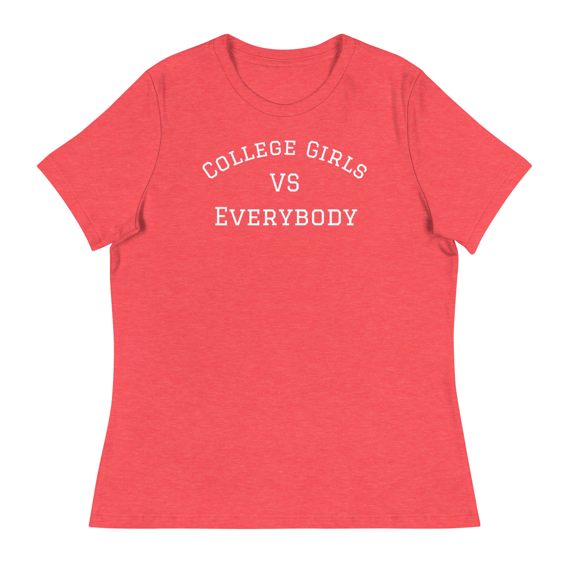 Best women's short sleeve college-casual heather red tee shirt that celebrates college girls