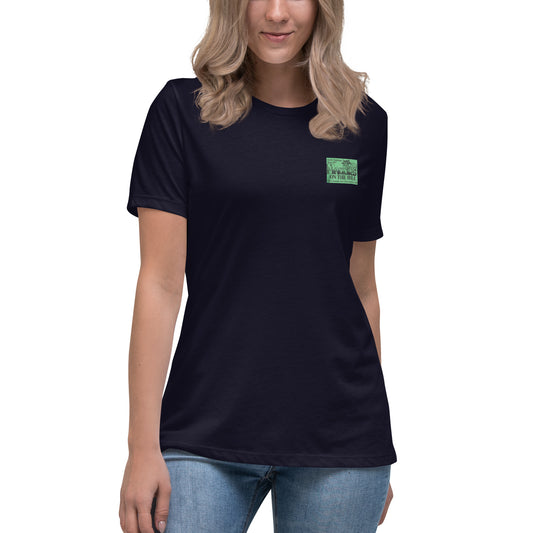 Women's navy crew neck graphic tee shirt