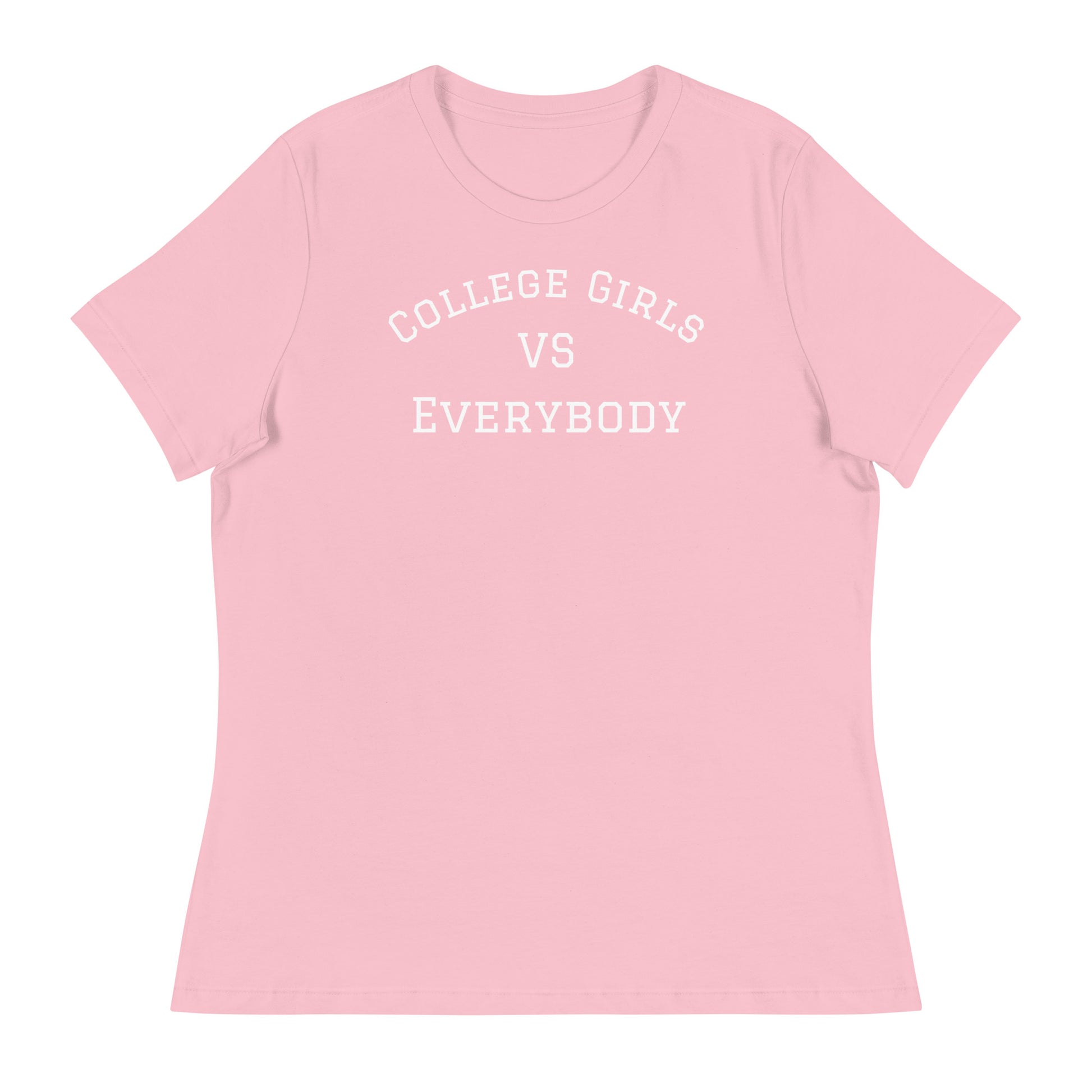 Best women's short sleeve college-casual pink tee shirt that celebrates college girls