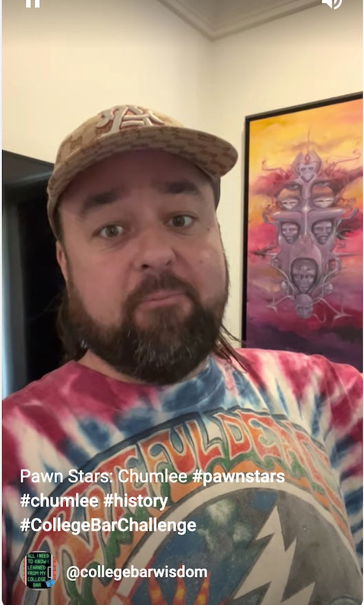 Photo of "Pawn Stars" actor Chumlee taking hilarious #CollegeBarChallenge 