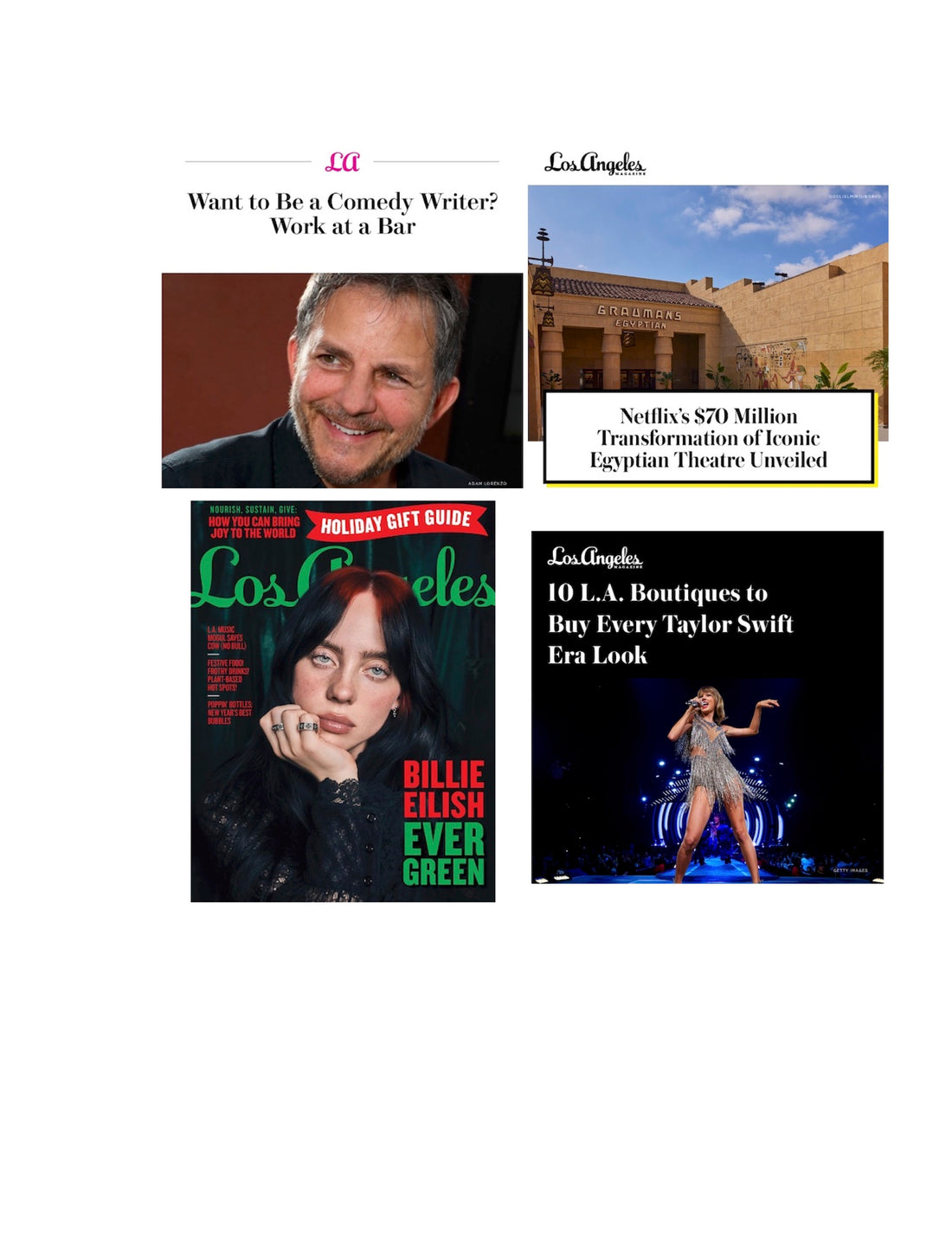 Billie Eilish, Taylor Swift and Adam Lorenzo in Los Angeles Magazine