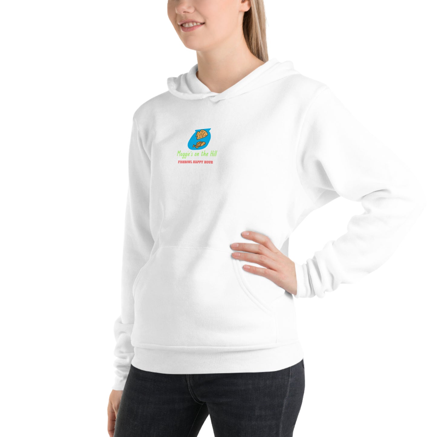 White sweatshirt college-casual graphic hoodie. Free Delivery
