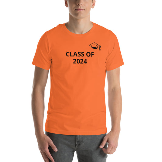 Orange Cotton Unisex T-Shirt for College Grads... "Class of 2024"