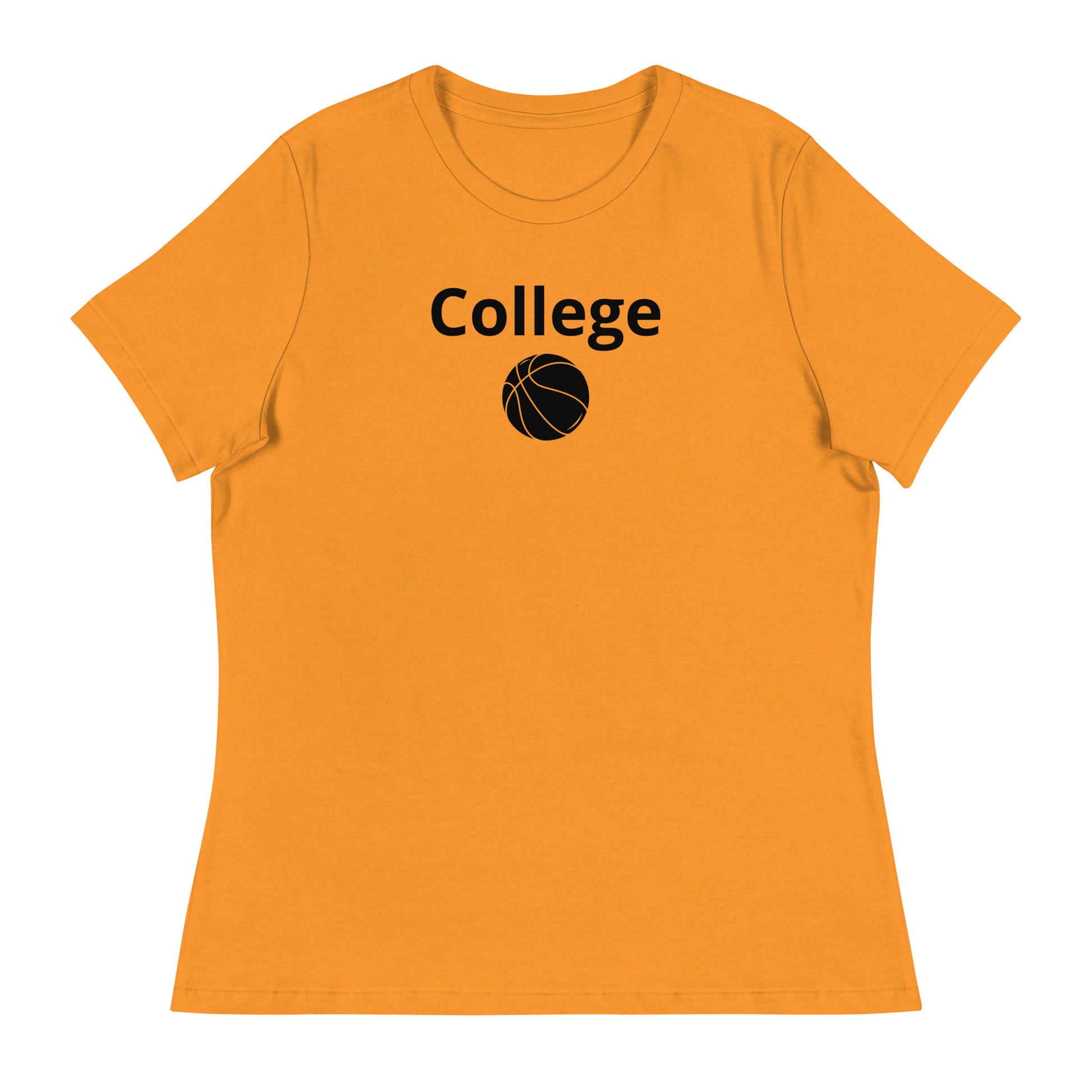 Women's college basketball graphic tee shirt in heather marmalade-orange