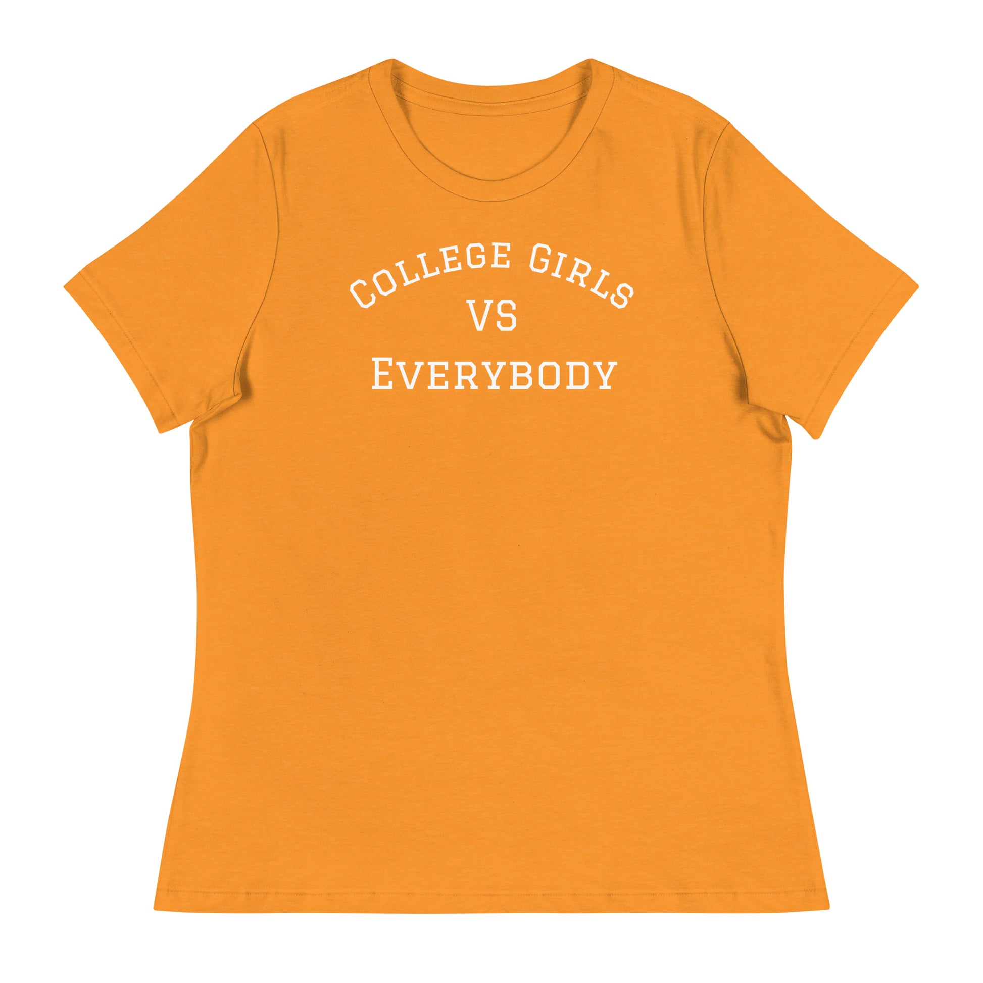 Best women's short sleeve college-casual orange marmalade tee shirt that celebrates college girls