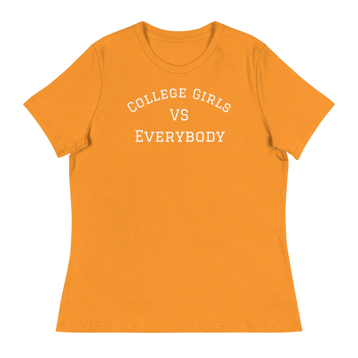 Best women's short sleeve college-casual orange marmalade tee shirt that celebrates college girls