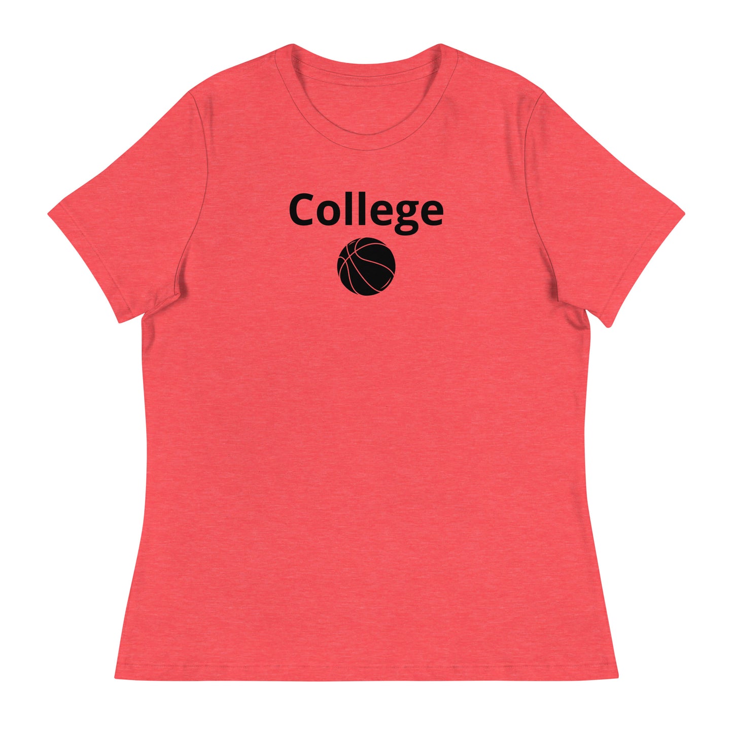 Women's college basketball graphic tee shirt in heather red
