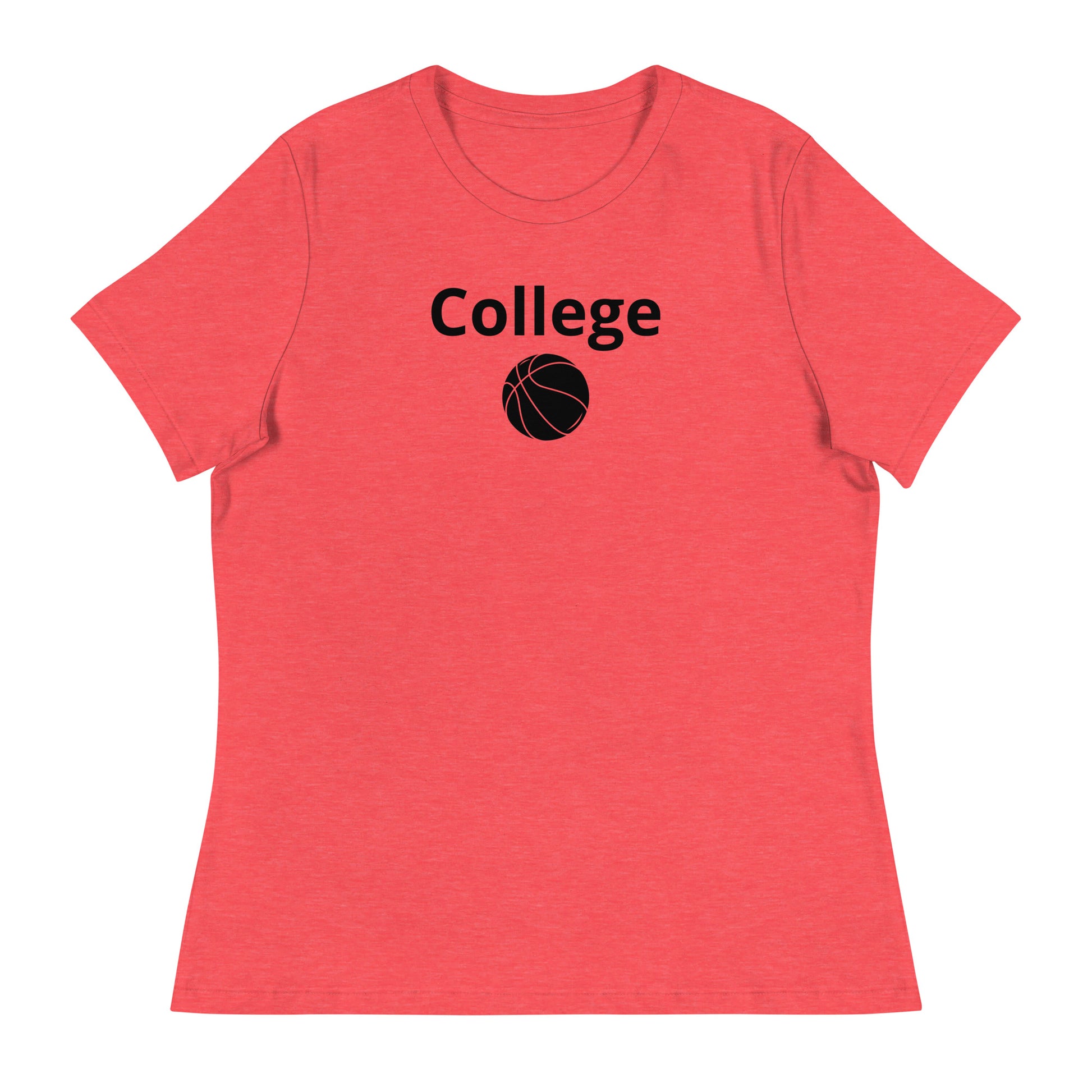 Women's college basketball graphic tee shirt in heather red