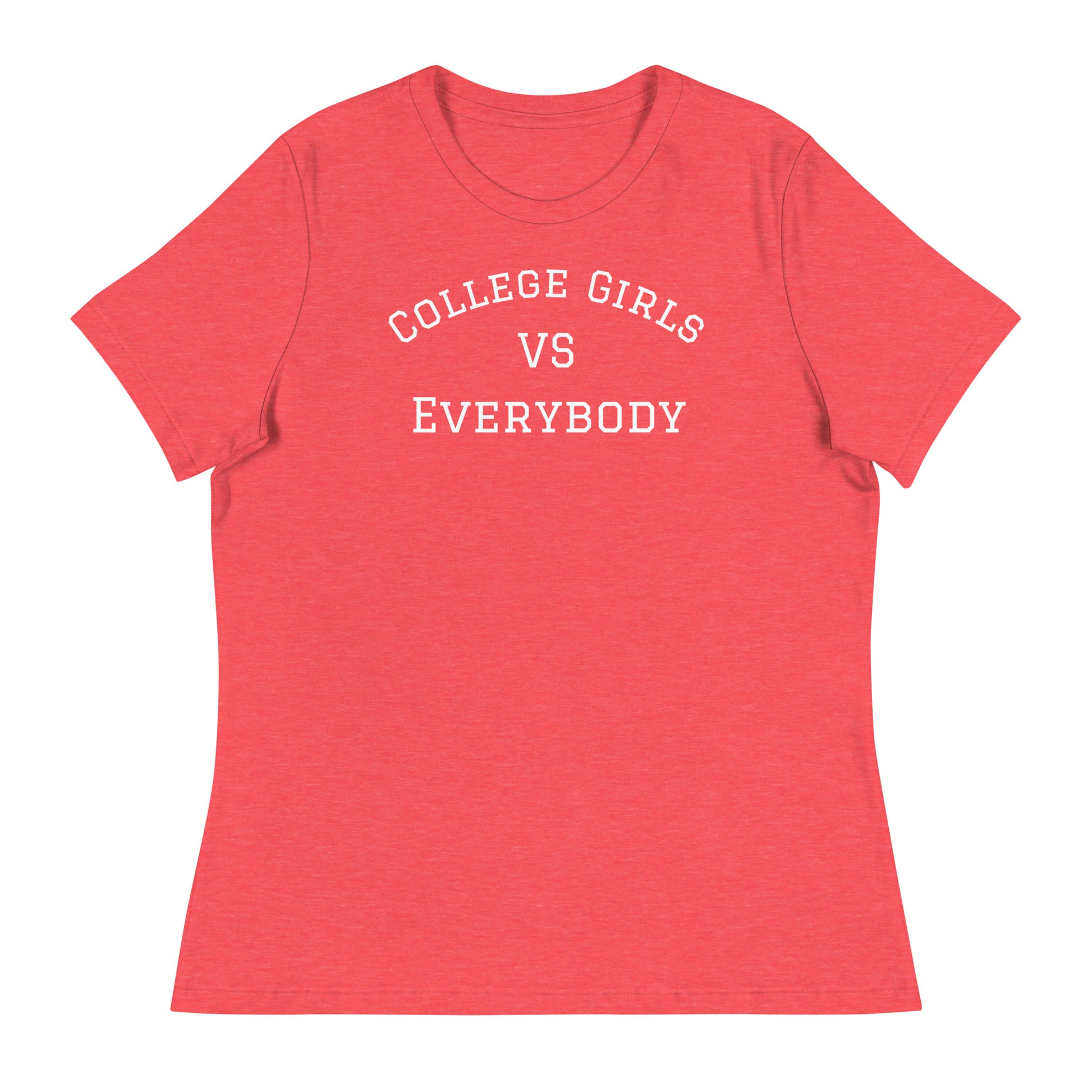 Best women's short sleeve college-casual heather red tee shirt that celebrates college girls