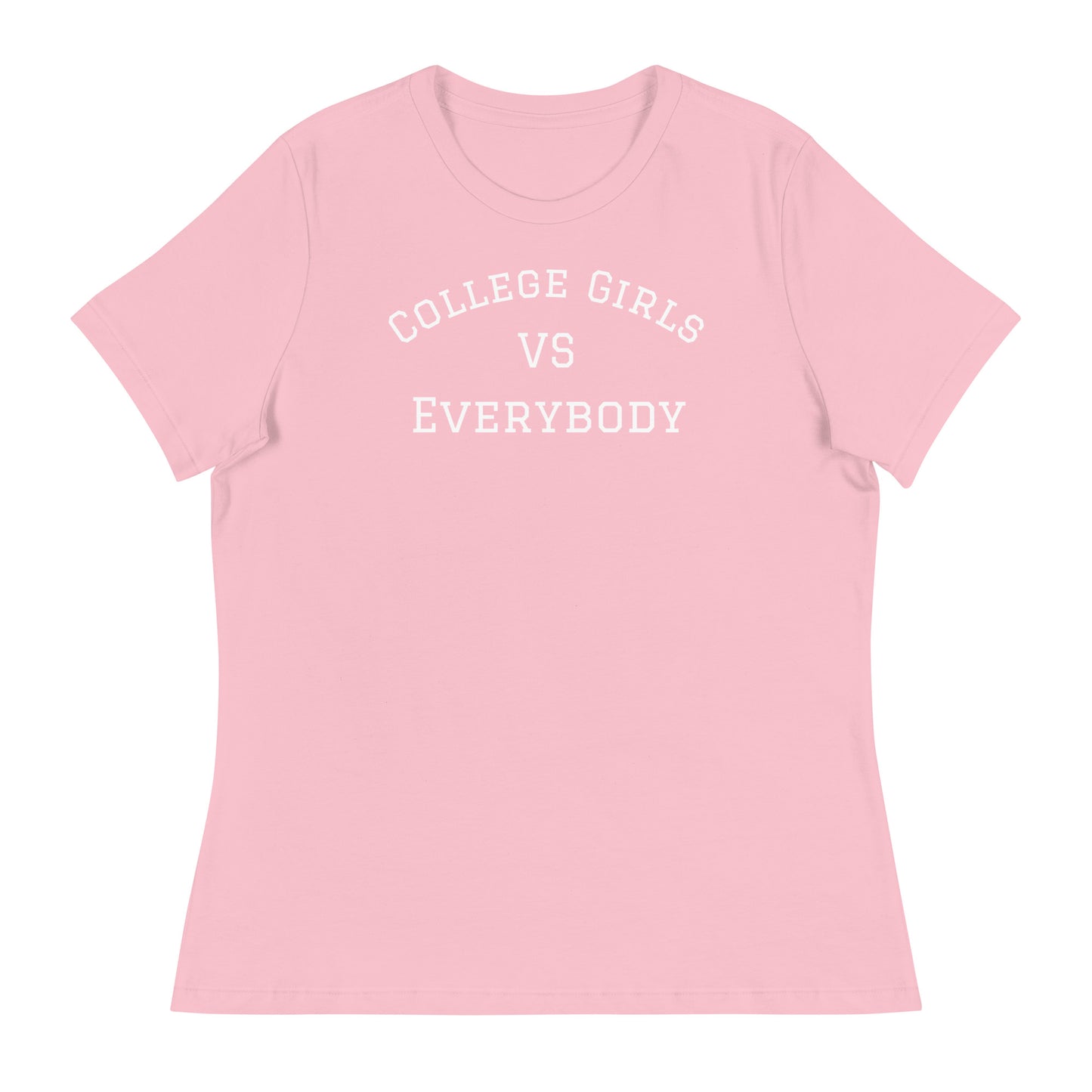 Best women's short sleeve college-casual pink tee shirt that celebrates college girls